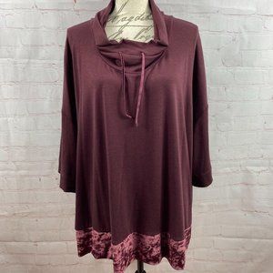 Lane Bryant Cacique funnel neck tie top velvet hem